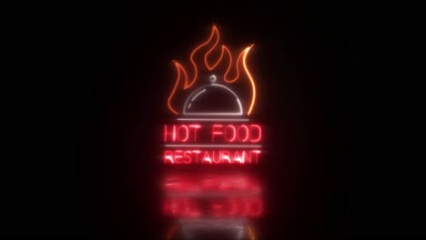 Hot-food-neon-sign,-banner-logo-on-black-background